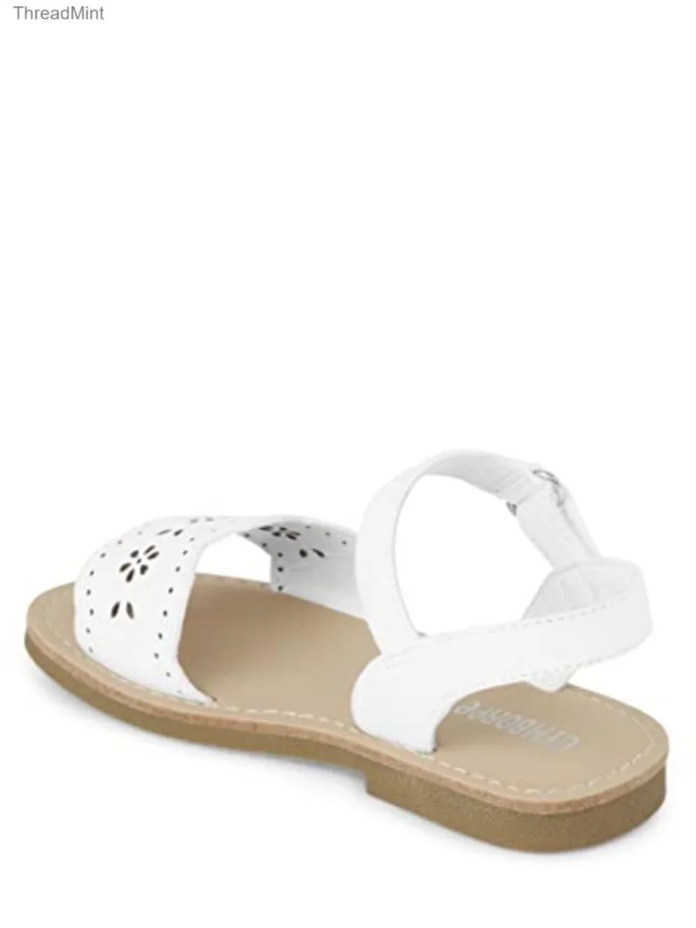 Girls Faux Leather Flat Sandals with Adjustable Ankle Strap